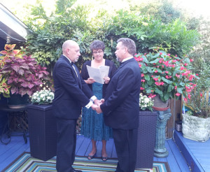 Gay Wedding Outdoors at a Rehoboth Beach Bed and Breakfast